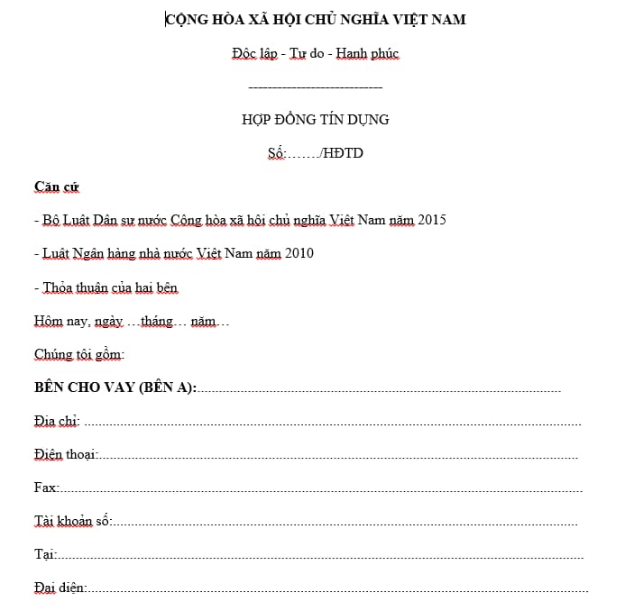 Hợp đồng tín dụng